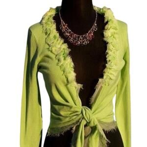 Cache Apple Green Embellished Hidden Bead Rhinestone Shrug Wrap Top New $118 NWT